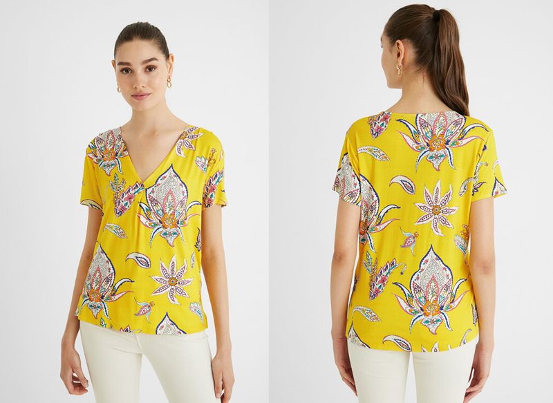 CAMISETA PAISLEY CUELLO PICO DE DESIGUAL