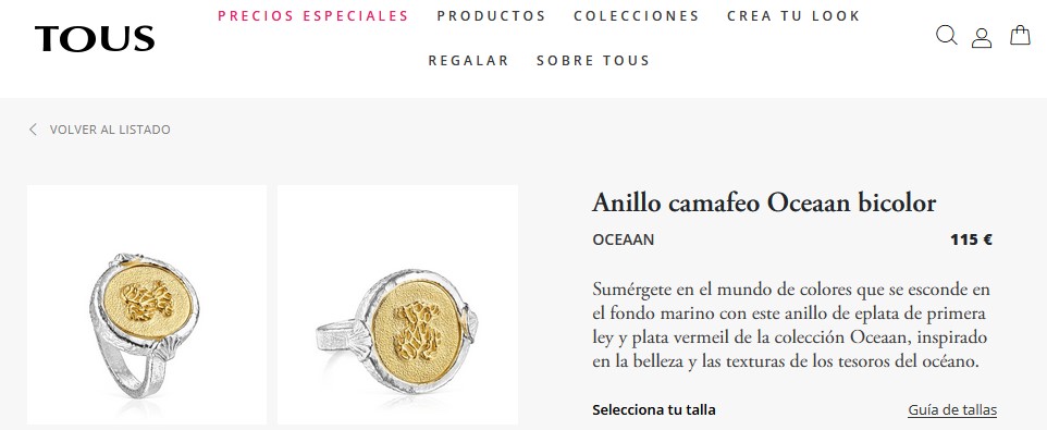 Anillo camafeo Oceaan bicolor- Tous