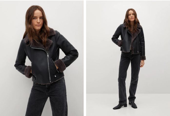 Cazadora biker pelo Mango