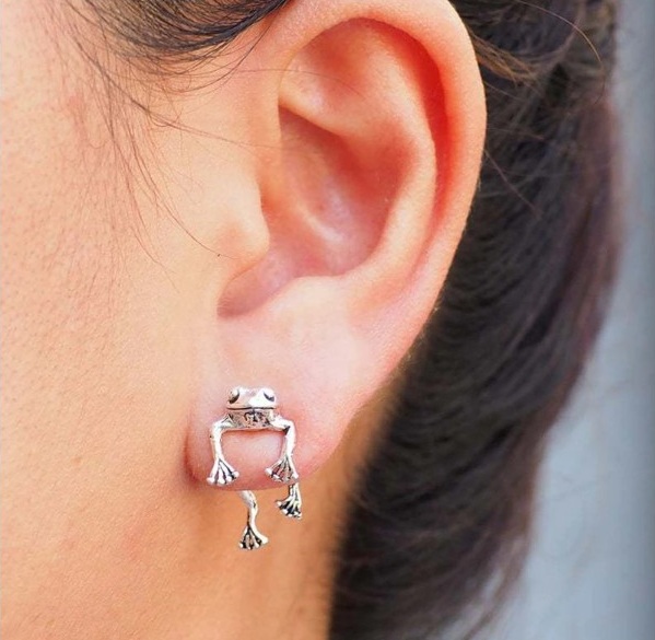 pendientes rana plata aliexpress