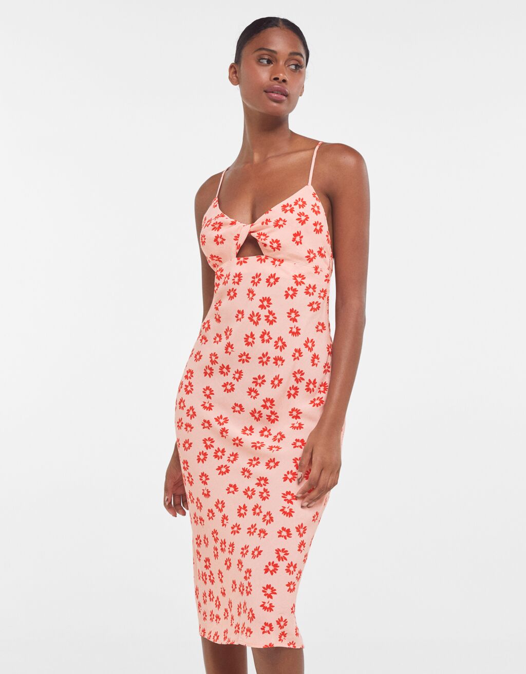 vestido midi flores