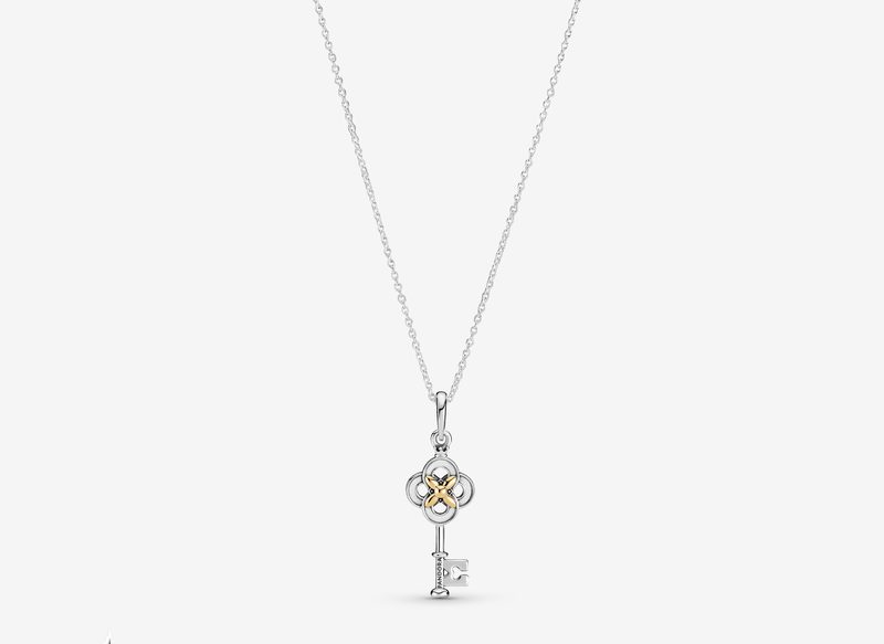 COLLAR LLAVE Y FLOR EN DOS TONOS DE PANDORA