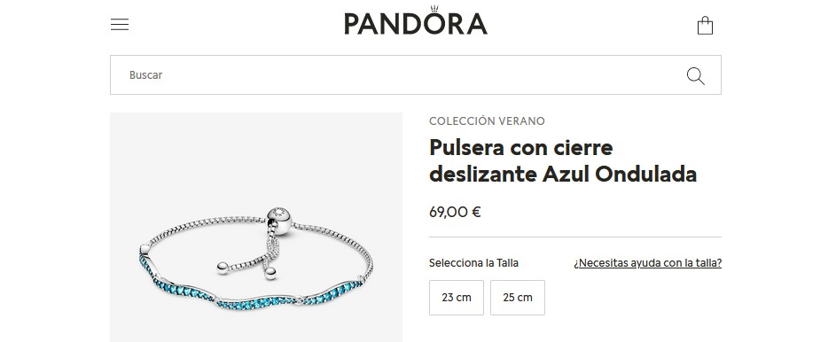 Pulsera con cierre deslizante Azul Ondulada- Pandora