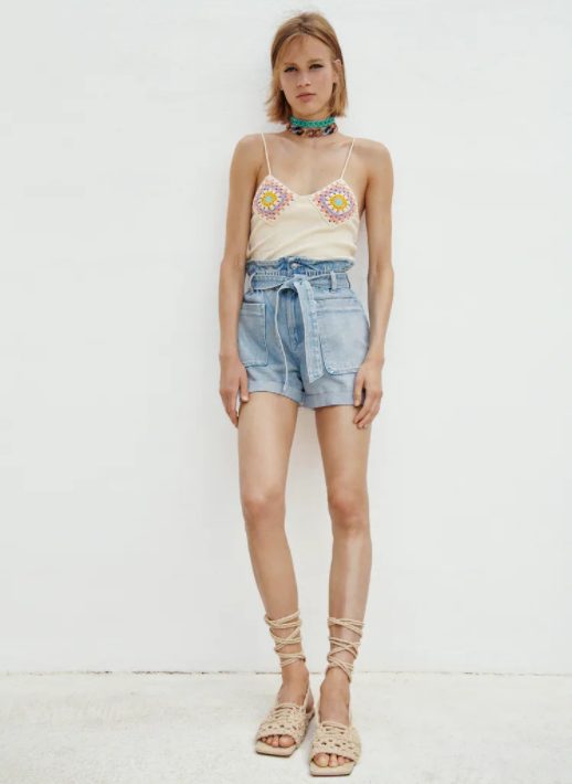 bermuda denim paperbag zara