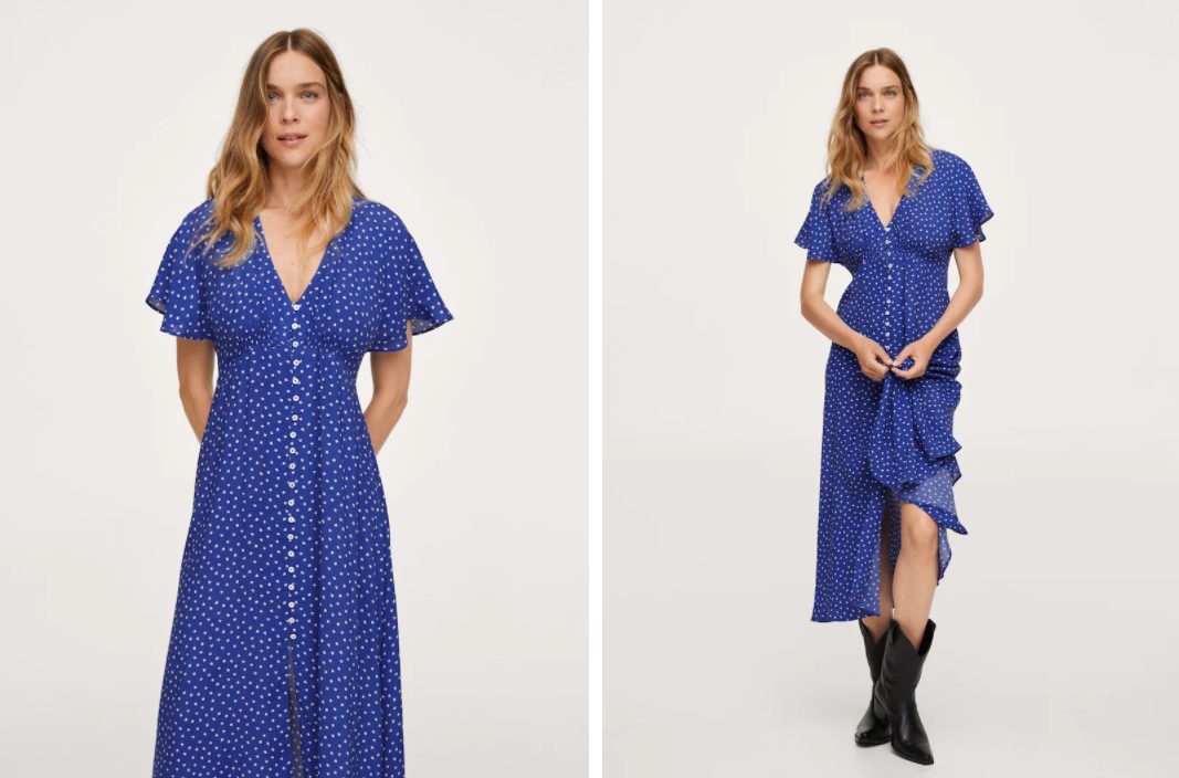 vestido midi topos