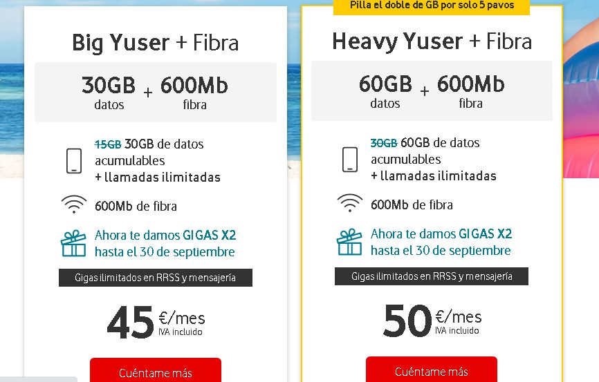 Las ofertas de fibra de Vodafone