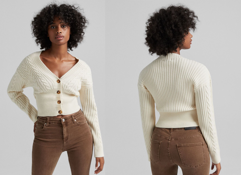 CHAQUETA TRENZAS CINTURA AJUSTADA DE BERSHKA