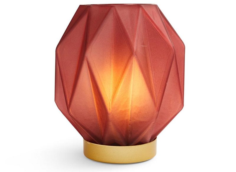 LÁMPARA DE VIDRIO GEOMÉTRICA ROSA DE PRIMARK