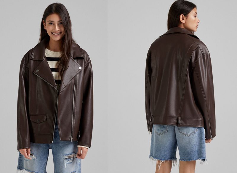 CAZADORA BIKER EFECTO PIEL OVERSIZE