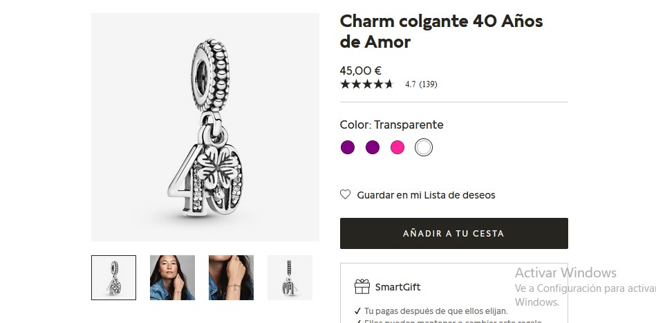 Charm colgante 40 Años de Amor