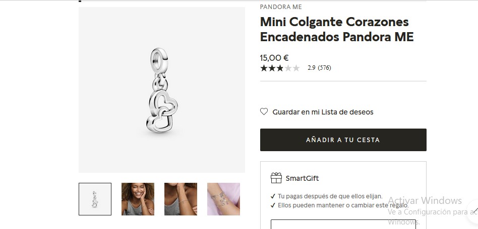 Mini Colgante Corazones Encadenados- Pandora