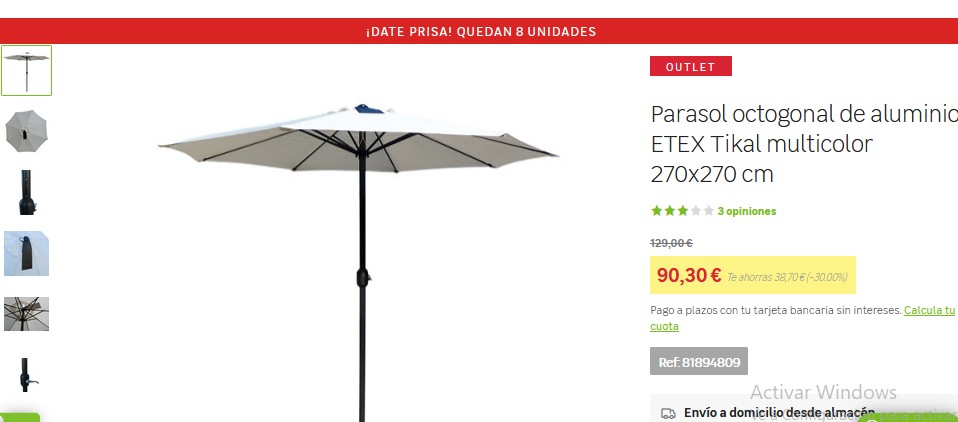 Parasol octogonal de aluminio- Leroy Merlín