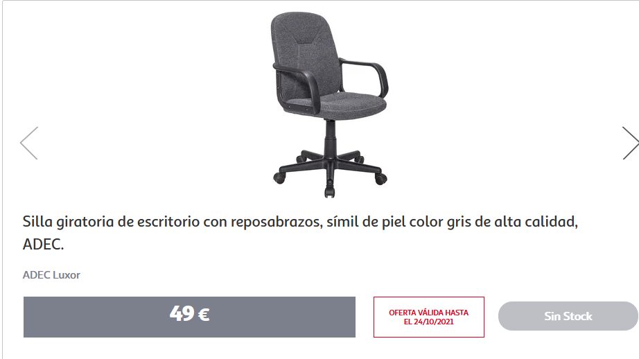 Silla giratoria de escritorio- Alcampo