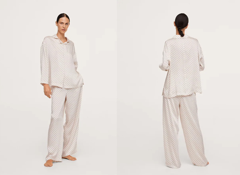 PIJAMA SATINADO DE LUNARES DE MANGO