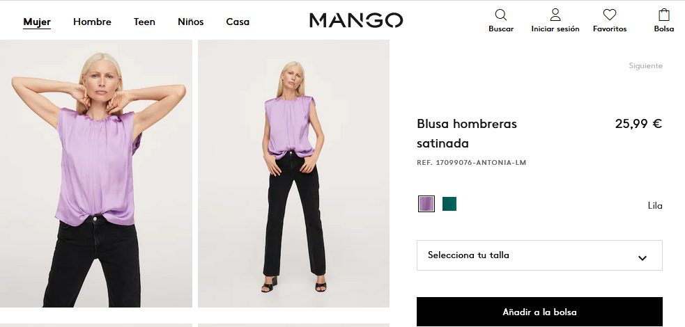 Blusa hombreras satinada- Mango