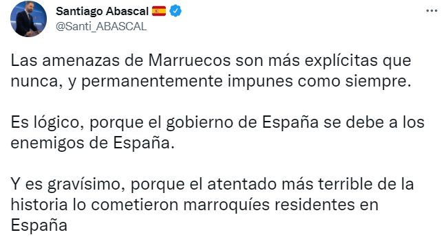 Vox azuza (y amenaza) con una confrontación inminente con Marruecos 1 Moncloa image Moncloa