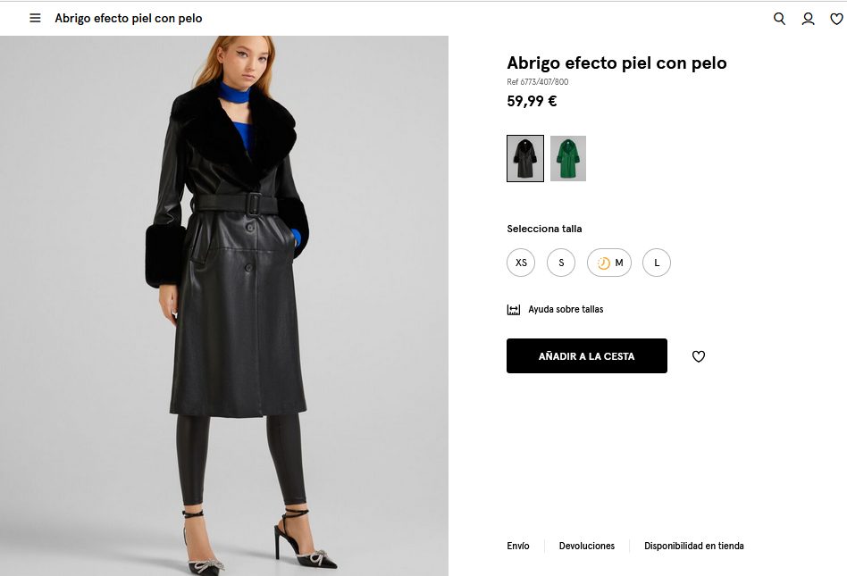 Abrigo efecto piel con pelo- Bershka