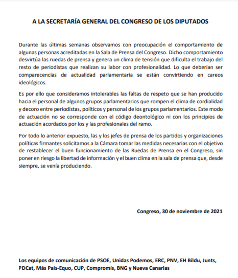 El veto a periodistas críticos en el Congreso se cocinó durante 21 días 1 Moncloa jefes prensa Moncloa