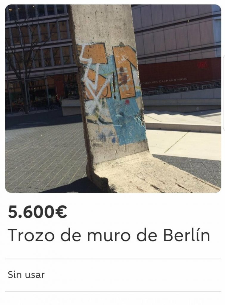 Historia en Wallapop: "Trozo de muro de Berlín"
