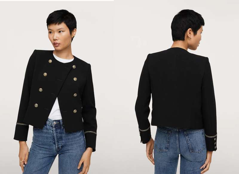 CHAQUETA CRUZADA BOTONES DE MANGO