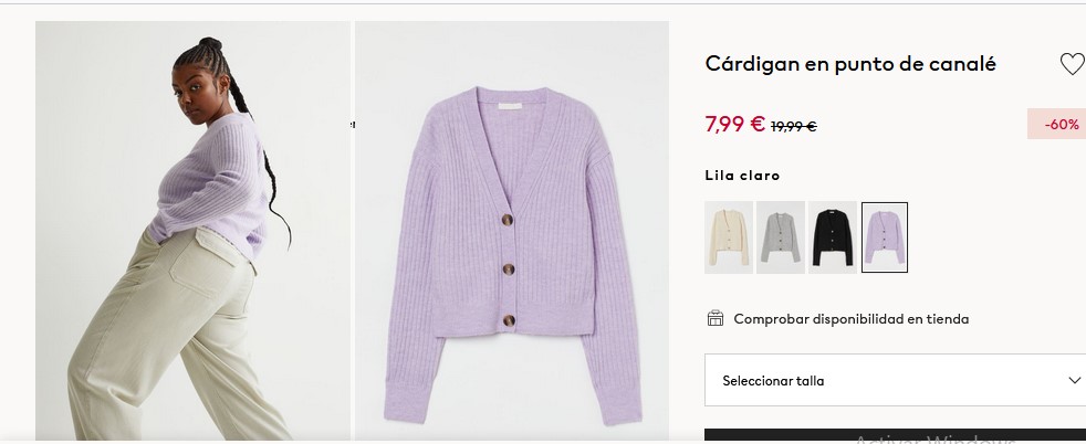 Cárdigan en punto de canalé- H&M