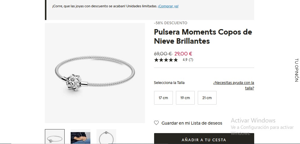 Pulsera Moments Copos de Nieve Brillantes