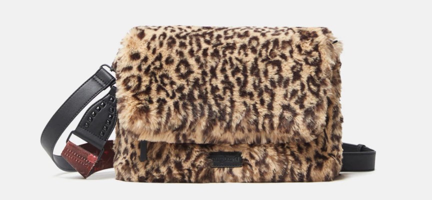 bandolera desigual pelo animal print