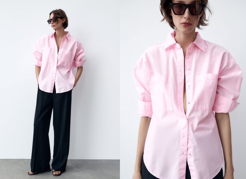 CAMISA POPELÍN BOLSILLOS PLASTRÓN DE ZARA