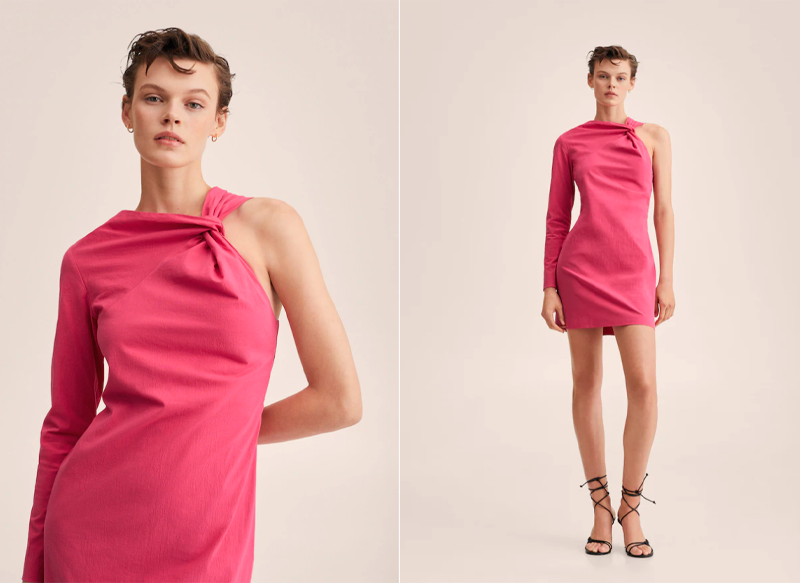 VESTIDO ASIMÉTRICO NUDO DE MANGO