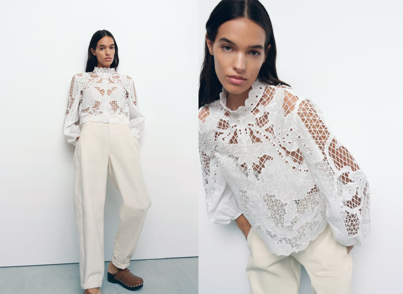 BLUSA BORDADA PERFORADA DE ZARA