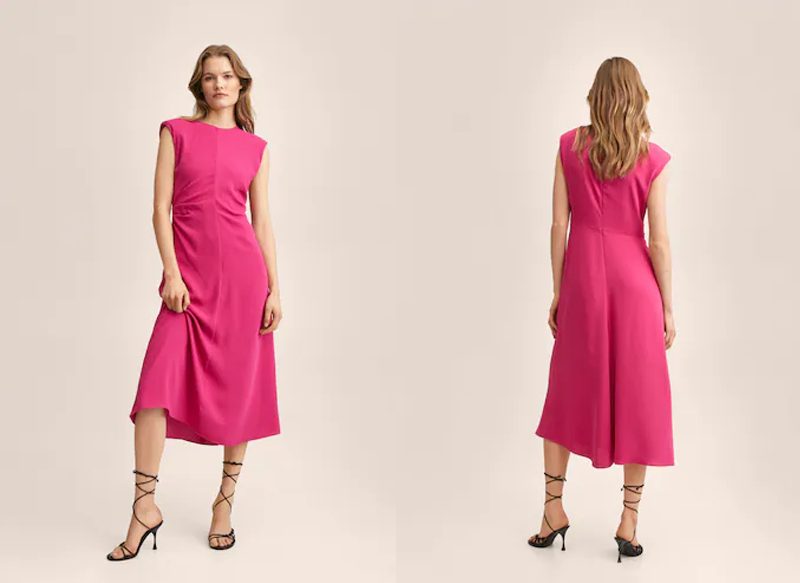 VESTIDO DETALLES FRUNCIDOS DE MANGO
