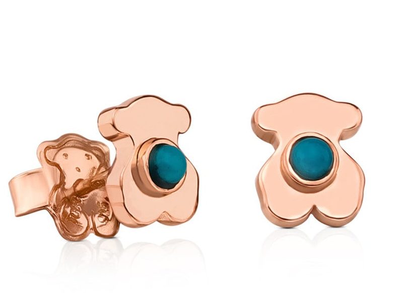 PENDIENTES DE PLATA VERMEIL ROSA CON TURQUESA TOUS SUPER POWER