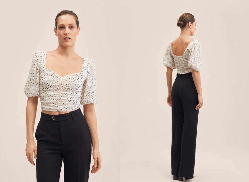 BLUSA GASA TOPOS DE MANGO