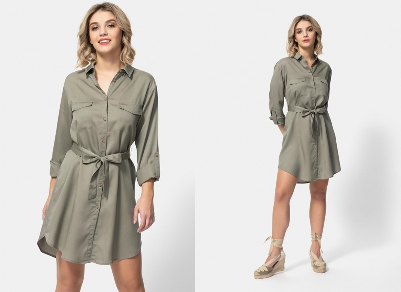 VESTIDO CAMISERO PARA MUJER TEX