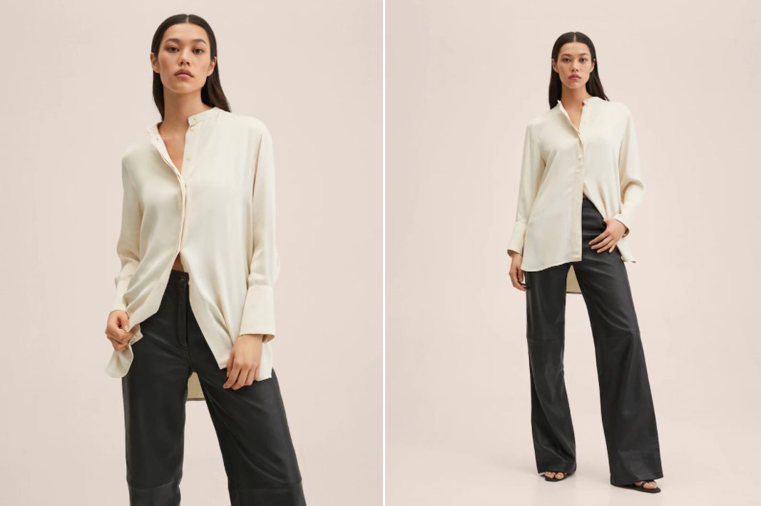 camisa satinada mango