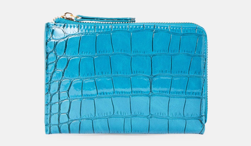 cartera grabado coco azul turquesa