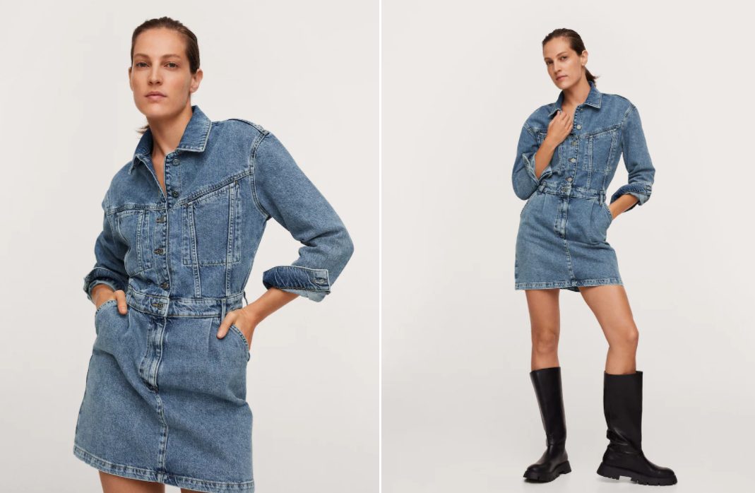 vestido denim mango