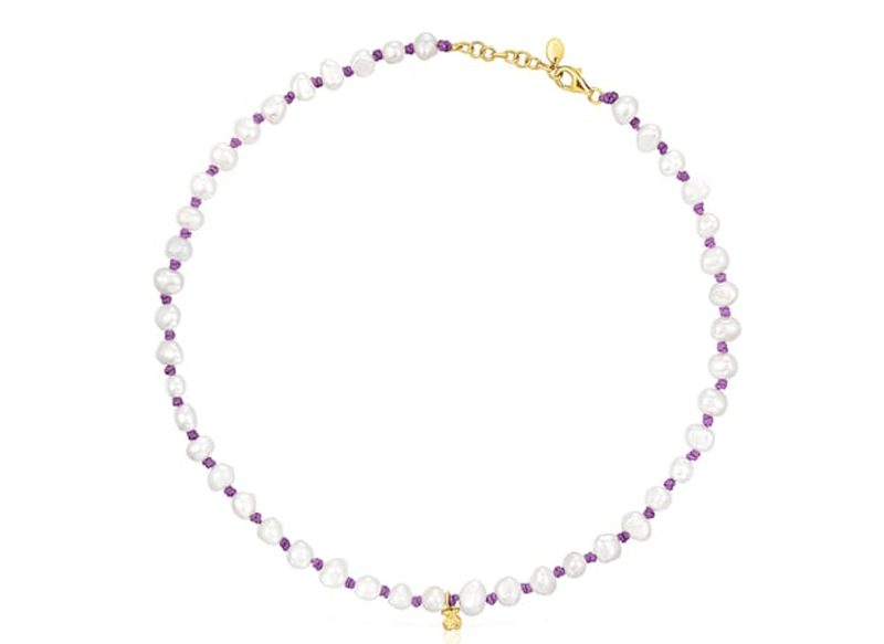 COLLAR DE NYLON LILA CON PERLAS TOUS JOY BITS