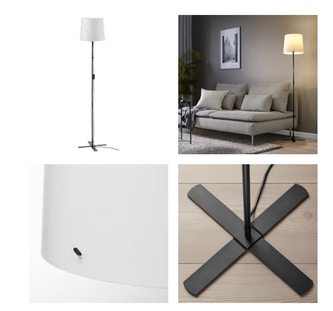  BARLAST Lámpara de pie, negro/blanco   Ikea  