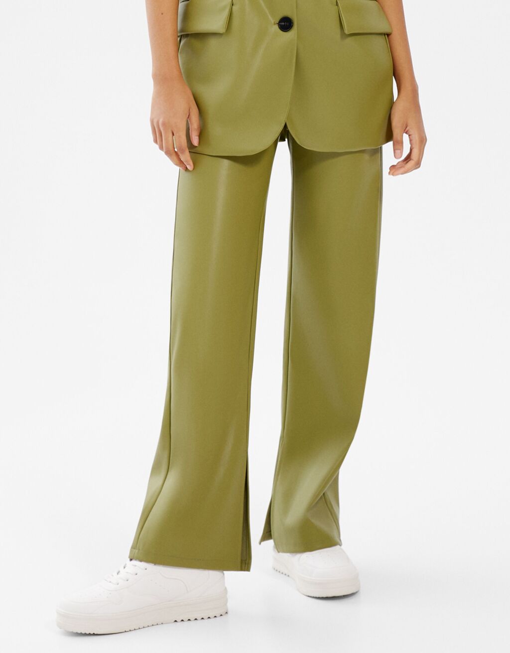 pantalon efecto piel straight