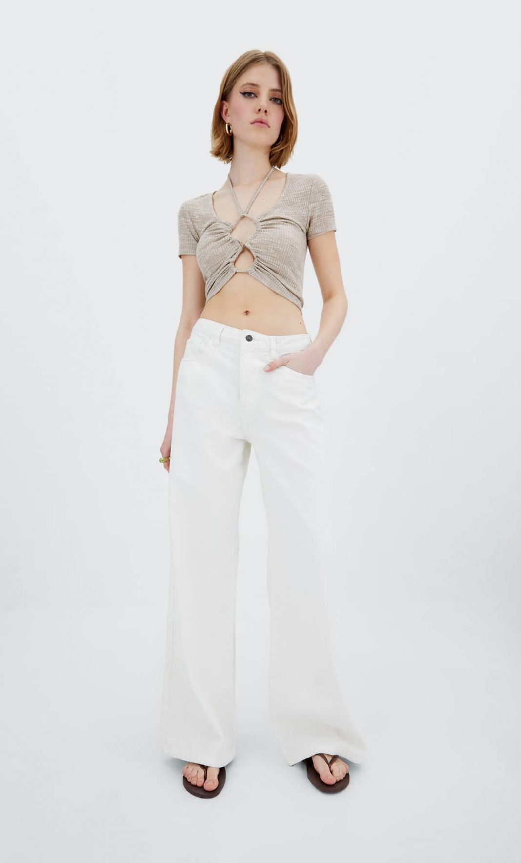 pantalon wide leg stradivarius