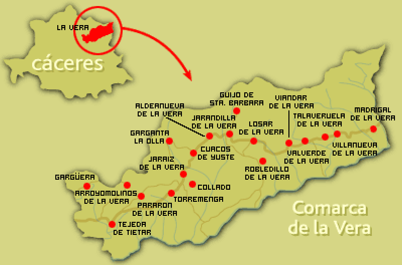 Su ubicación en la provincia de Cáceres