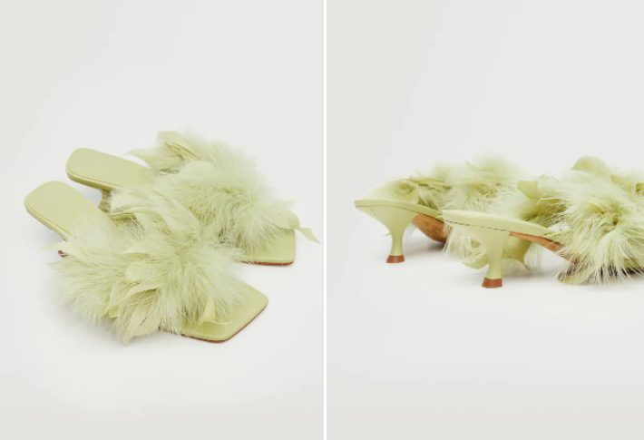 sandalias piel plumas