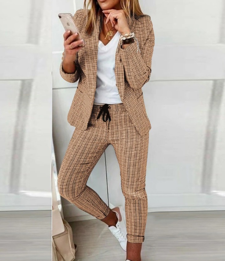 La blazer vintage de pata de gallo y pantalón a juego que te hará lucir ideal la tiene Aliexpress 13 Merca2.es traje casual