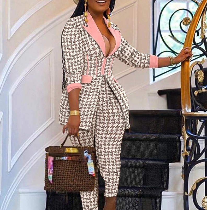 La blazer vintage de pata de gallo y pantalón a juego que te hará lucir ideal la tiene Aliexpress 11 Merca2.es traje de pata de gallo en color