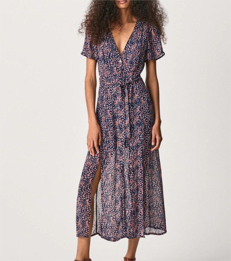 vestido midi floral pepe jeans el corte ingles