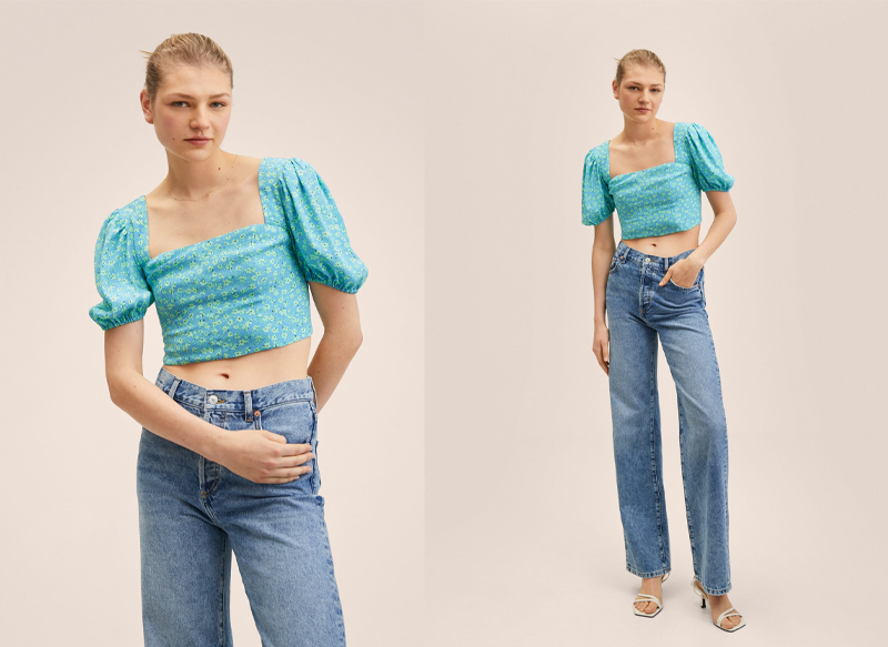 BLUSA CROP ESTAMPADA DE MANGO