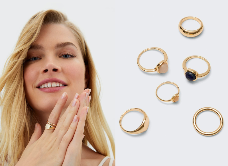 SET DE 6 ANILLOS PIEDRAS CUTE