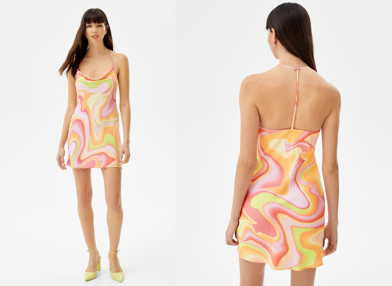 VESTIDO MINI ESCOTE SATINADO DRAPEADO DE BERSHKA