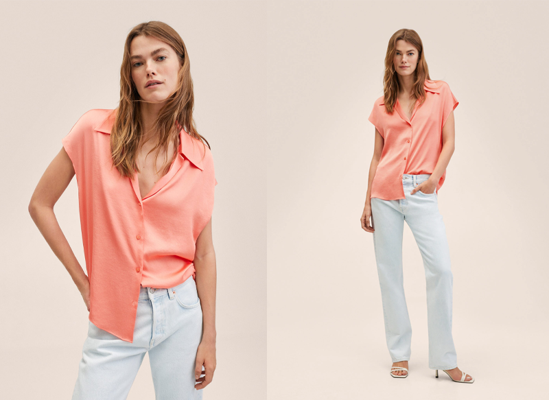 CAMISA FLUIDA SATINADA DE MANGO